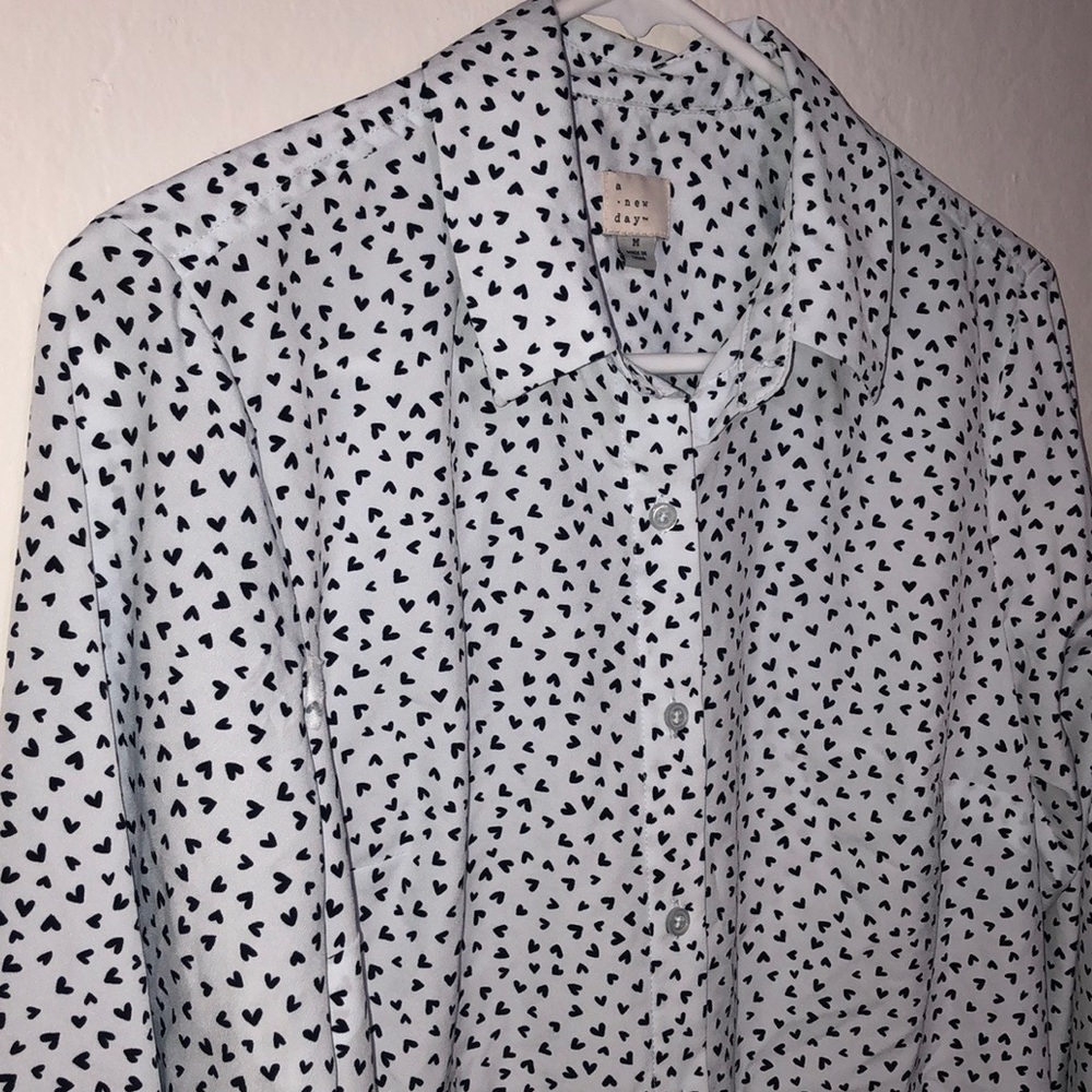 🤍 HEART Print An New Day Blouse